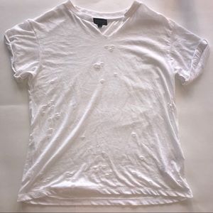 Topshop White Distressed Tee